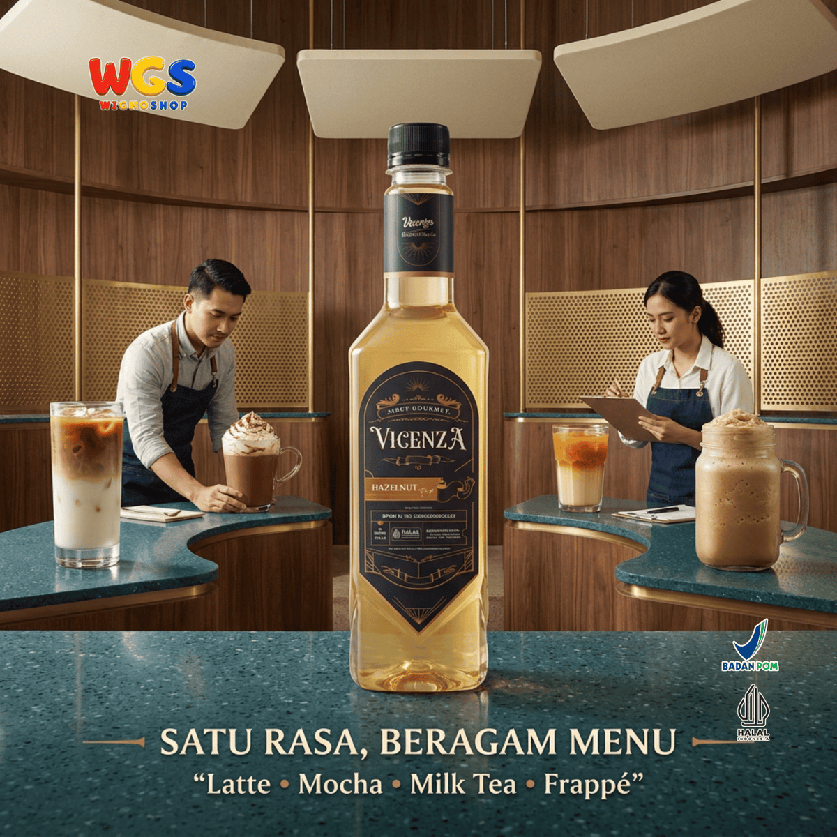 Vicenza Sirup Hazelnut 750ml - Hazelnut Syrup untuk Kopi Susu, Latte & Cokelat