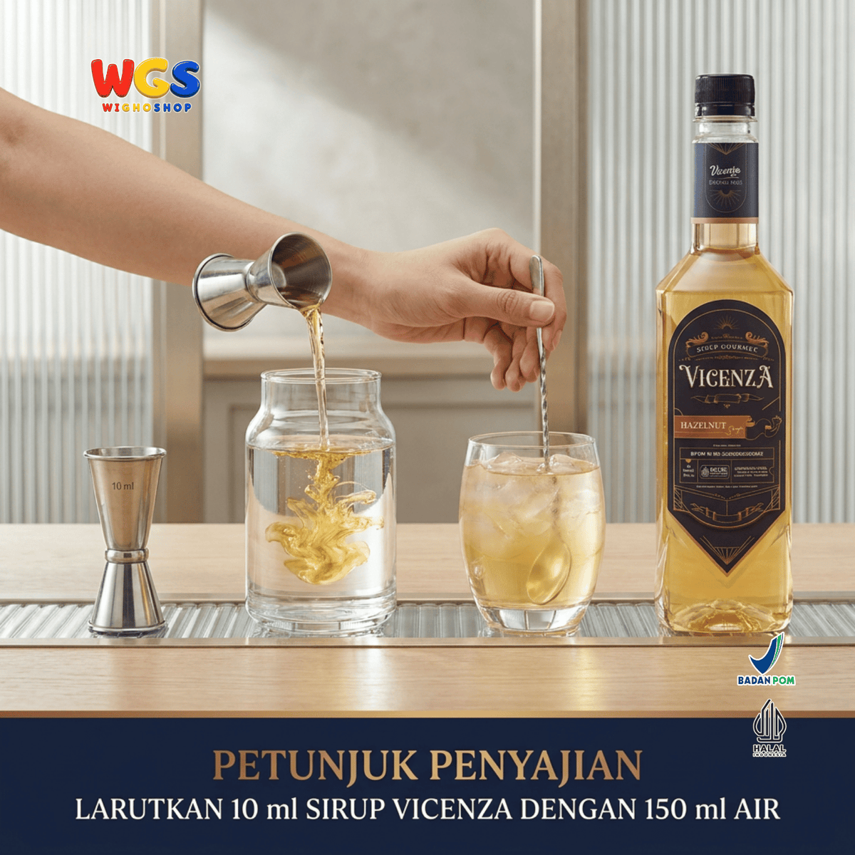 Vicenza Sirup Hazelnut 750ml - Hazelnut Syrup untuk Kopi Susu, Latte & Cokelat