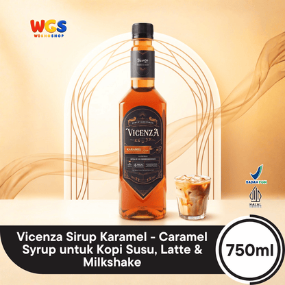 Vicenza Sirup Karamel 750ml - Caramel Syrup untuk Kopi Susu, Latte & Milkshake