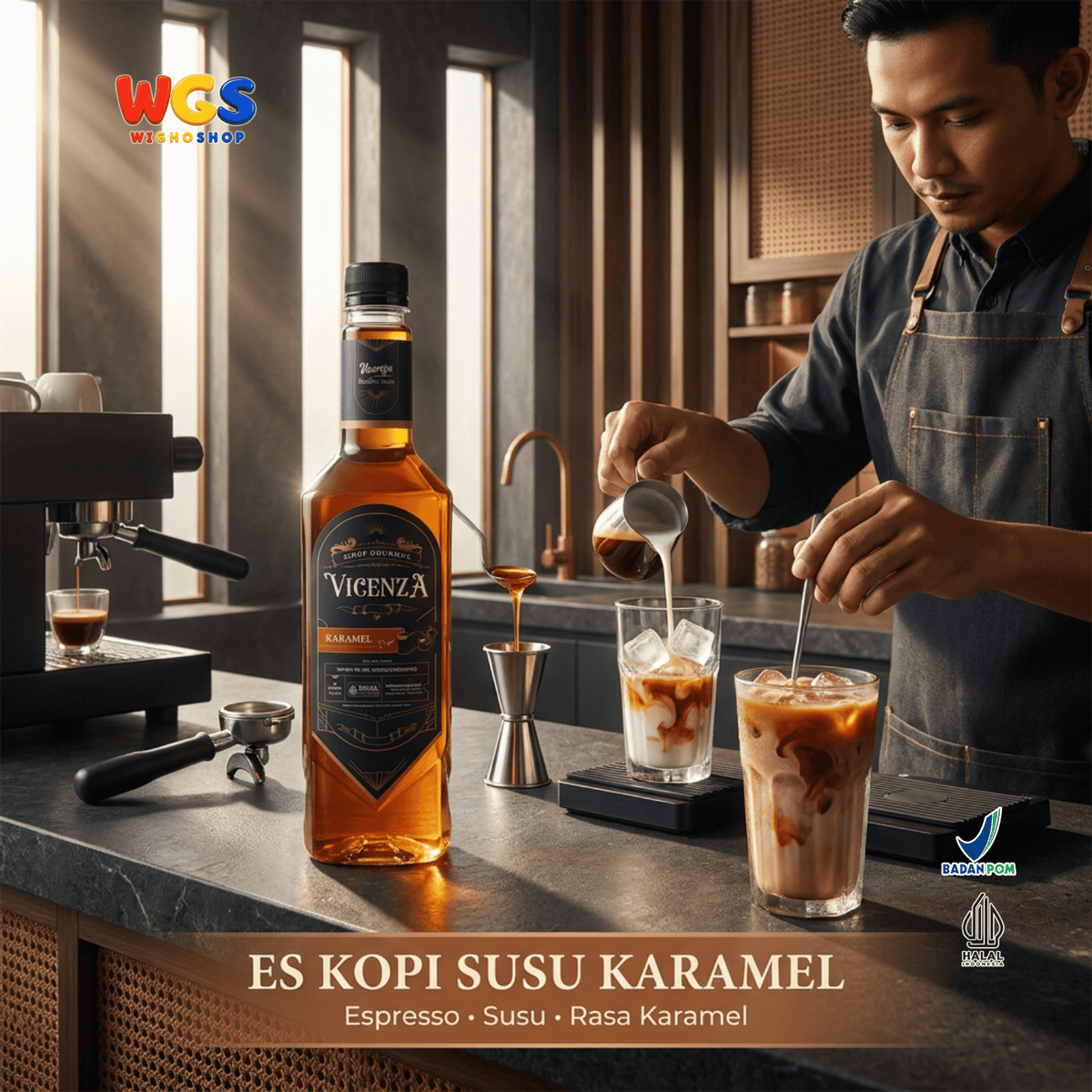 Vicenza Sirup Karamel 750ml - Caramel Syrup untuk Kopi Susu, Latte & Milkshake