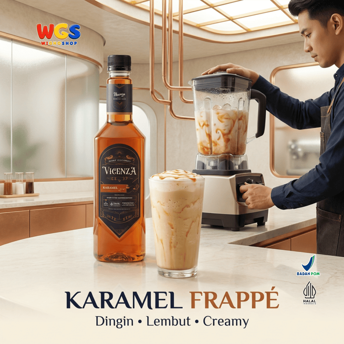 Vicenza Sirup Karamel 750ml - Caramel Syrup untuk Kopi Susu, Latte & Milkshake