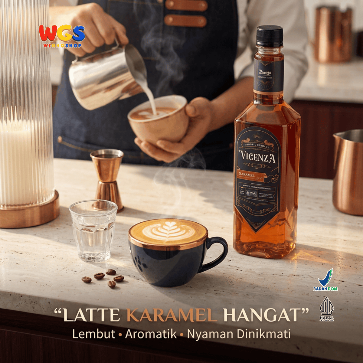 Vicenza Sirup Karamel 750ml - Caramel Syrup untuk Kopi Susu, Latte & Milkshake