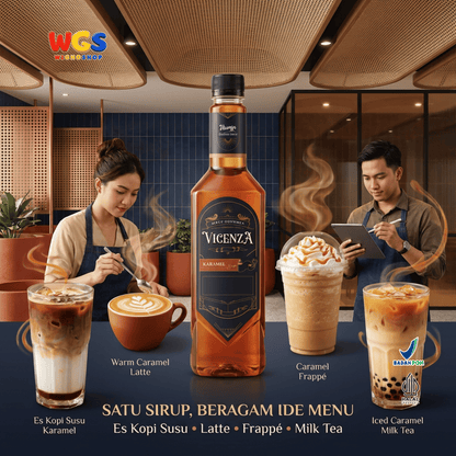 Vicenza Sirup Karamel 750ml - Caramel Syrup untuk Kopi Susu, Latte & Milkshake