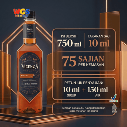 Vicenza Sirup Karamel 750ml - Caramel Syrup untuk Kopi Susu, Latte & Milkshake