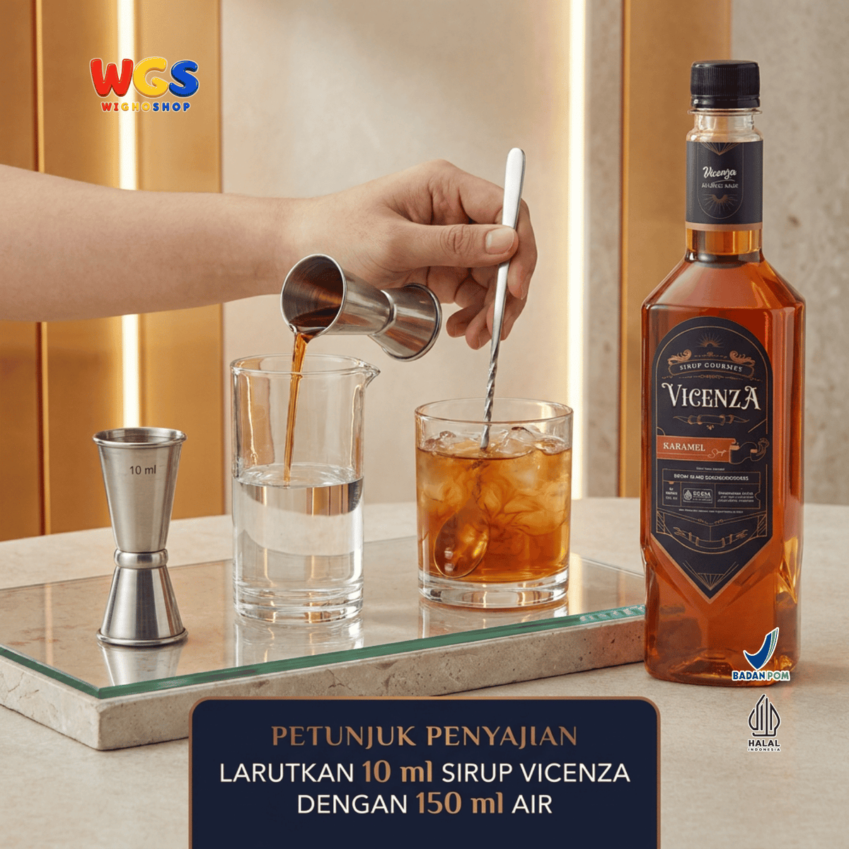 Vicenza Sirup Karamel 750ml - Caramel Syrup untuk Kopi Susu, Latte & Milkshake