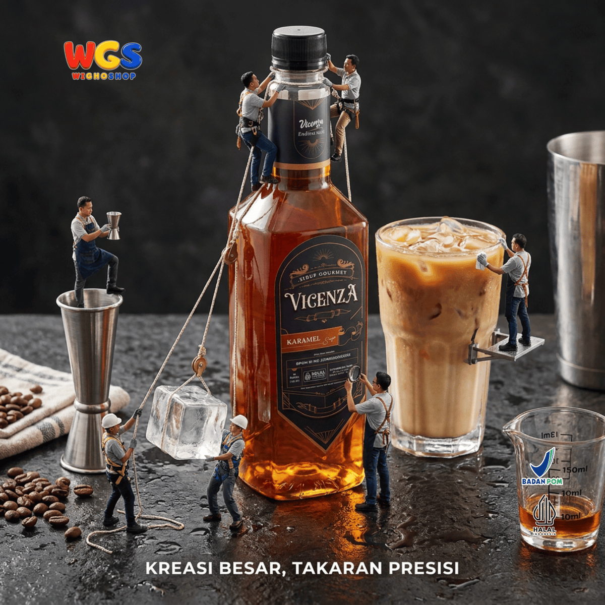 Vicenza Sirup Karamel 750ml - Caramel Syrup untuk Kopi Susu, Latte & Milkshake