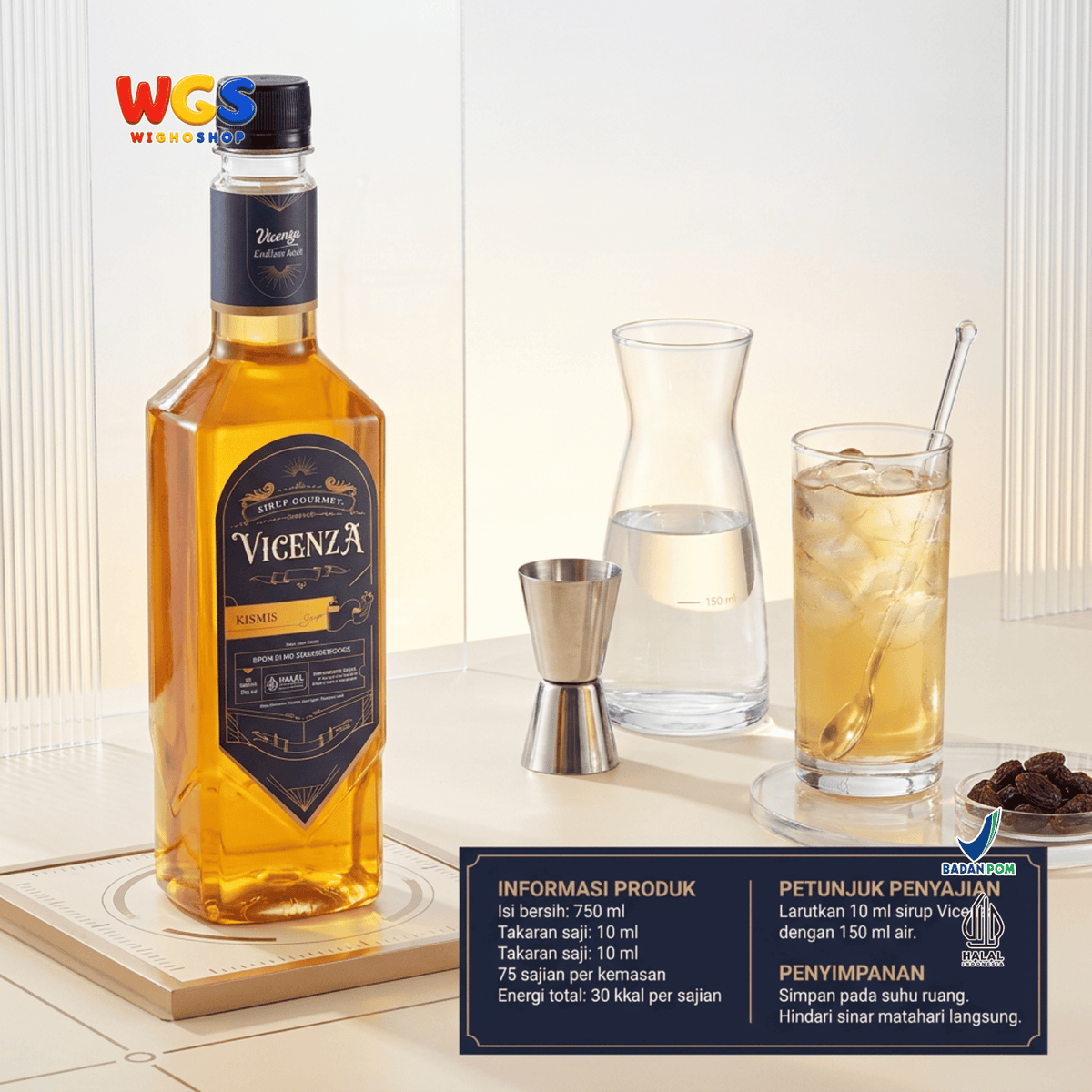 Vicenza Sirup Kismis 750ml - Raisin Syrup untuk Kopi, Teh, Mocktail & Milkshake