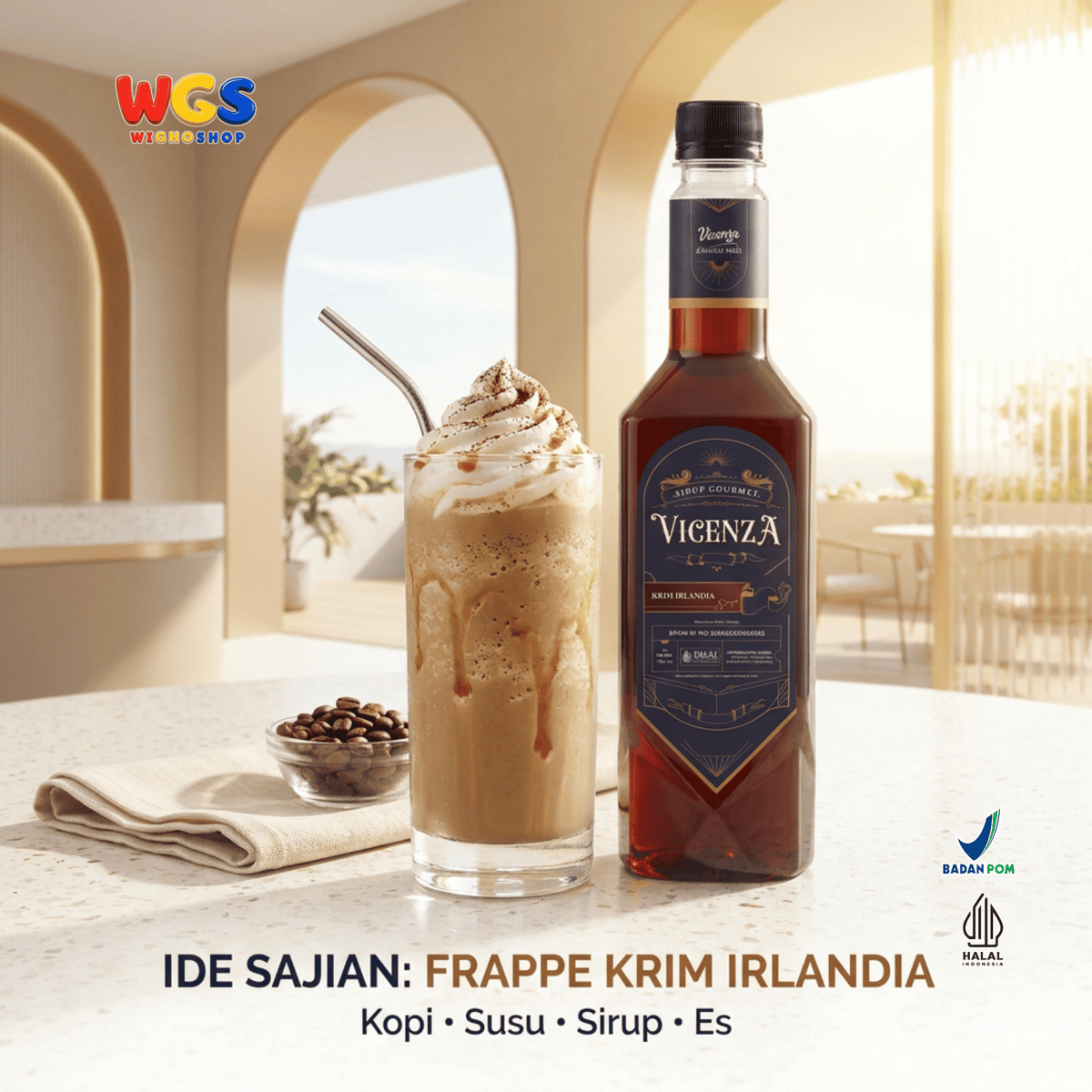 Vicenza Sirup Krim Irlandia 750ml - Irish Cream Syrup untuk Kopi, Latte & Milkshake