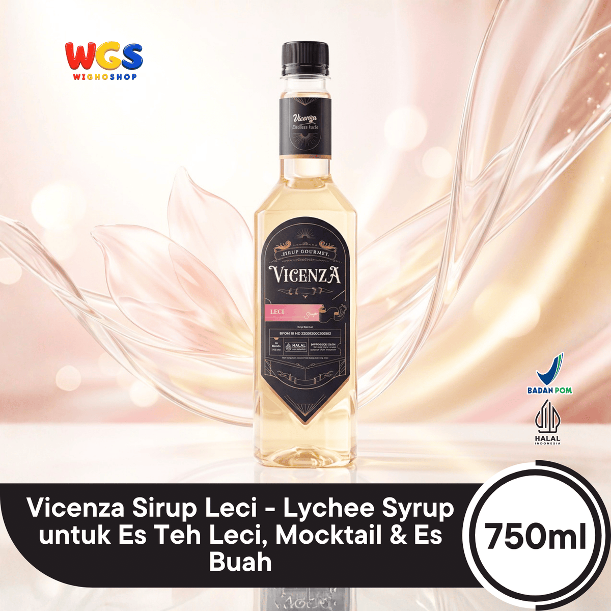 Vicenza Sirup Leci 750ml - Lychee Syrup untuk Es Teh Leci, Mocktail & Es Buah