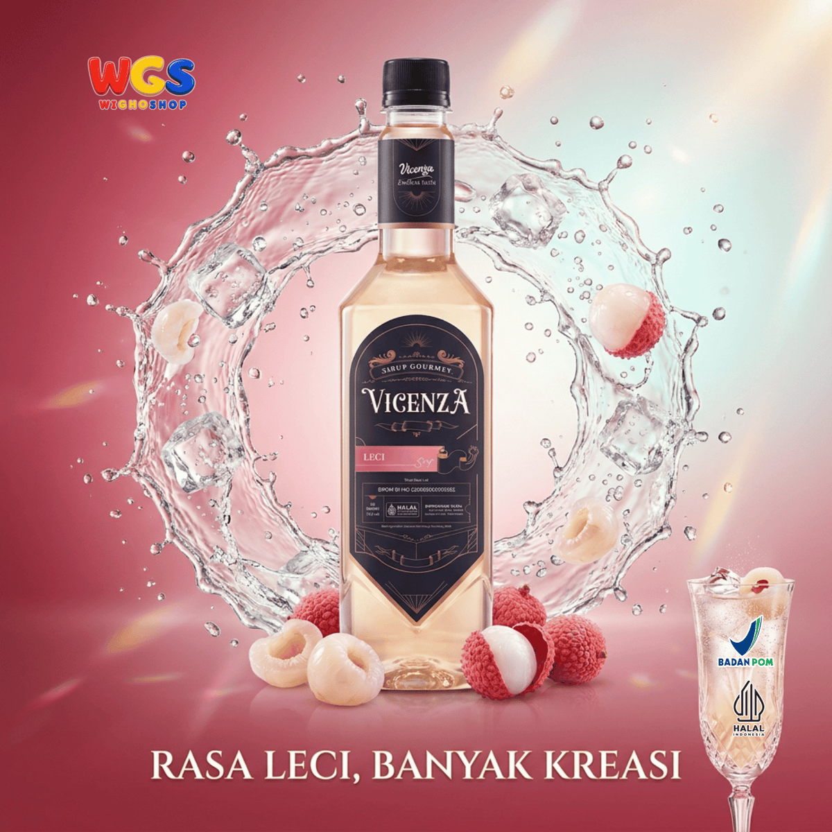 Vicenza Sirup Leci 750ml - Lychee Syrup untuk Es Teh Leci, Mocktail & Es Buah