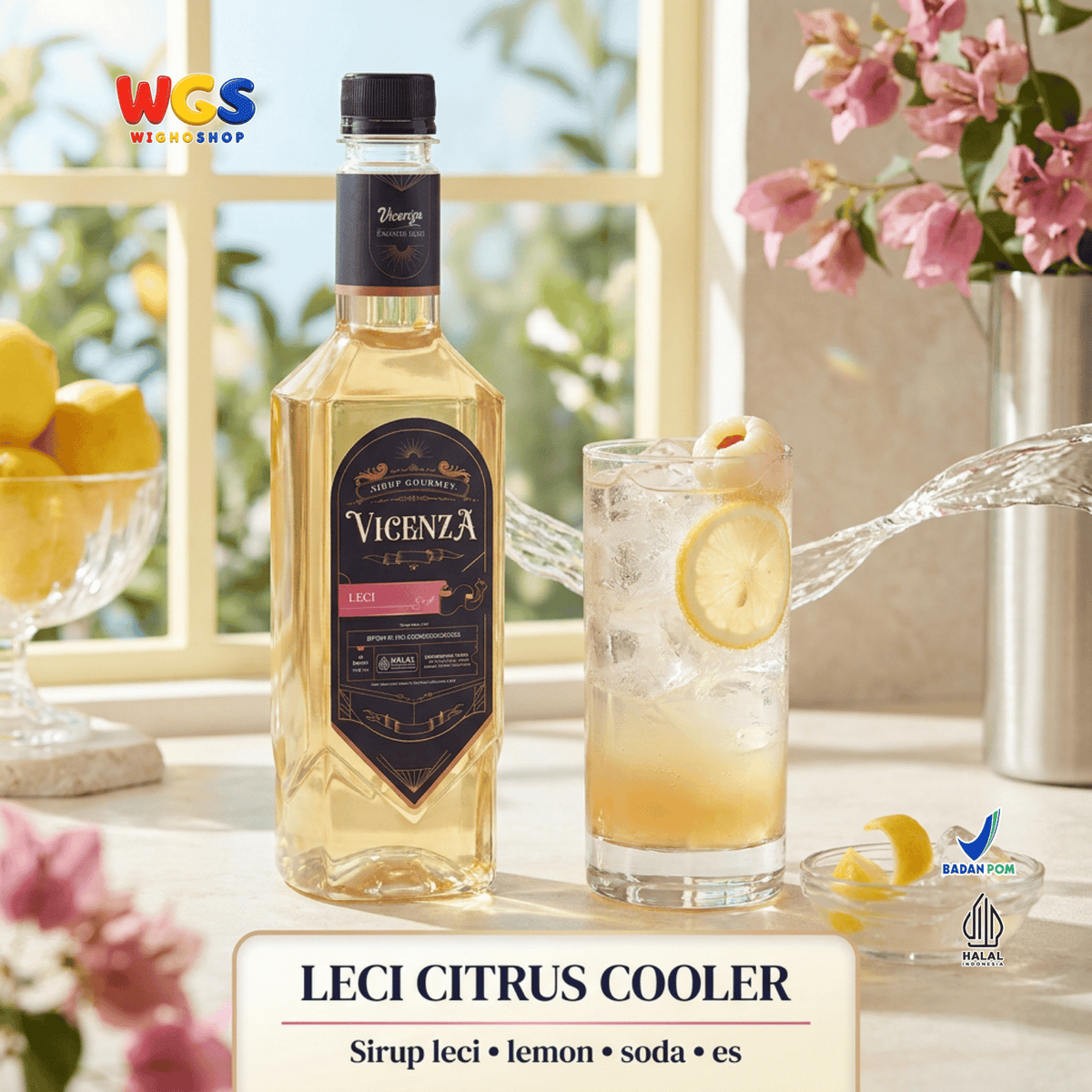 Vicenza Sirup Leci 750ml - Lychee Syrup untuk Es Teh Leci, Mocktail & Es Buah