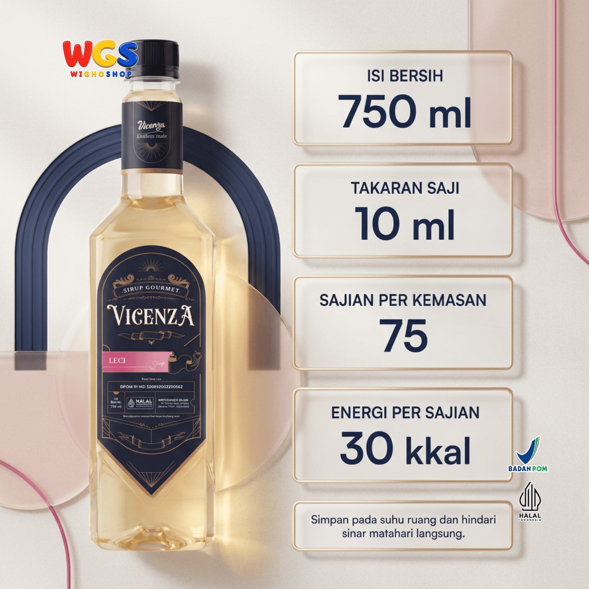 Vicenza Sirup Leci 750ml - Lychee Syrup untuk Es Teh Leci, Mocktail & Es Buah