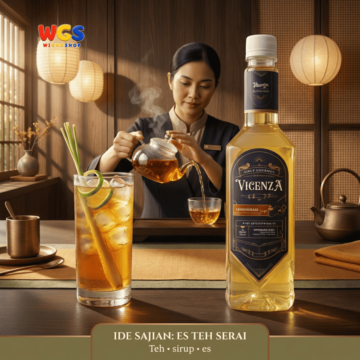 Vicenza Sirup Lemongrass Serai 750ml - Lemongrass Syrup untuk Teh, Soda & Mocktail