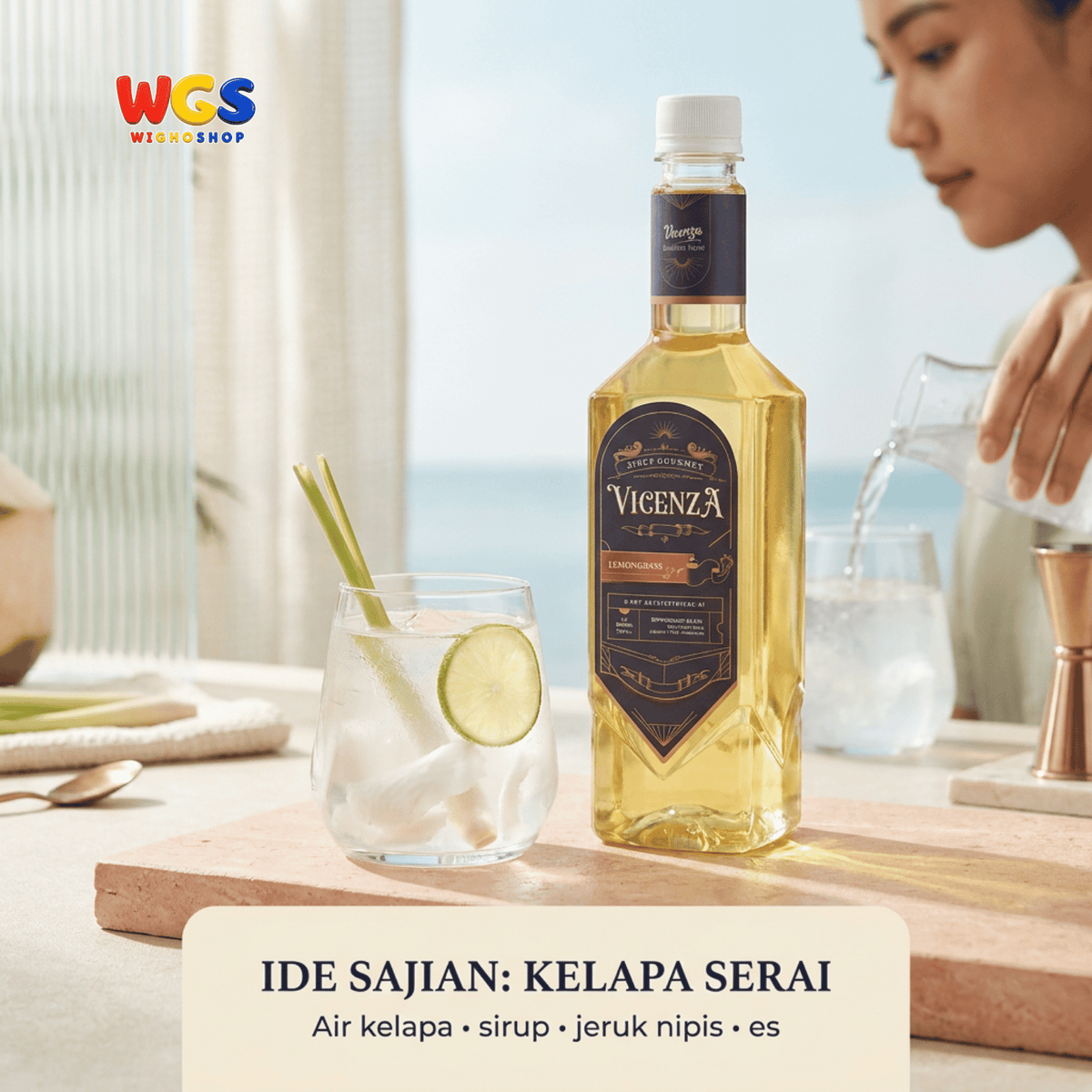Vicenza Sirup Lemongrass Serai 750ml - Lemongrass Syrup untuk Teh, Soda & Mocktail