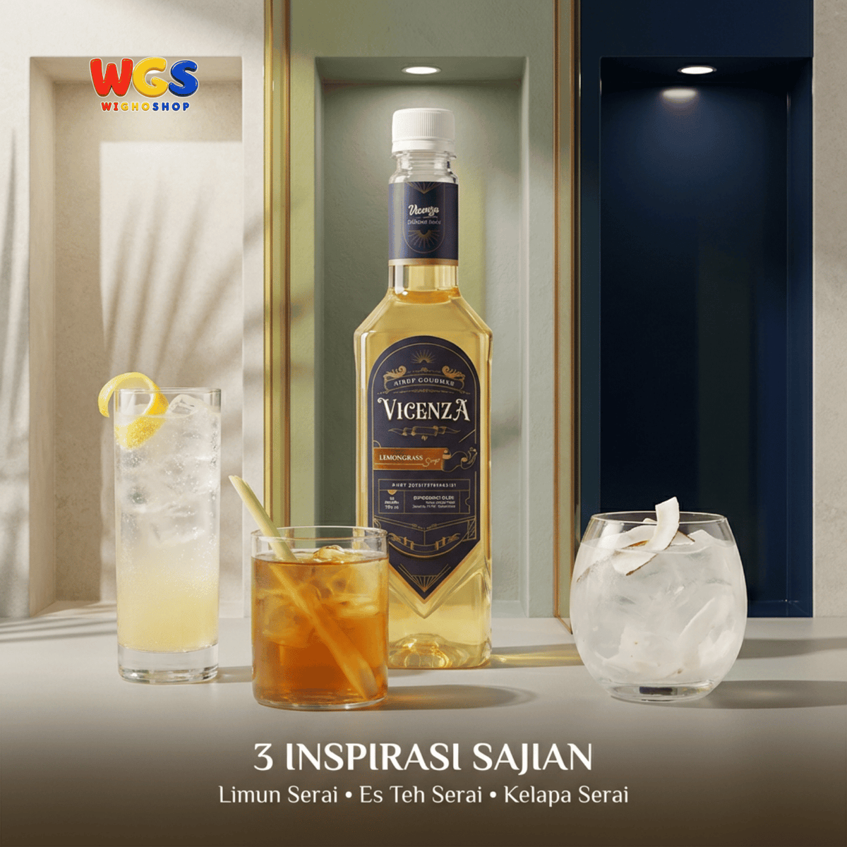 Vicenza Sirup Lemongrass Serai 750ml - Lemongrass Syrup untuk Teh, Soda & Mocktail