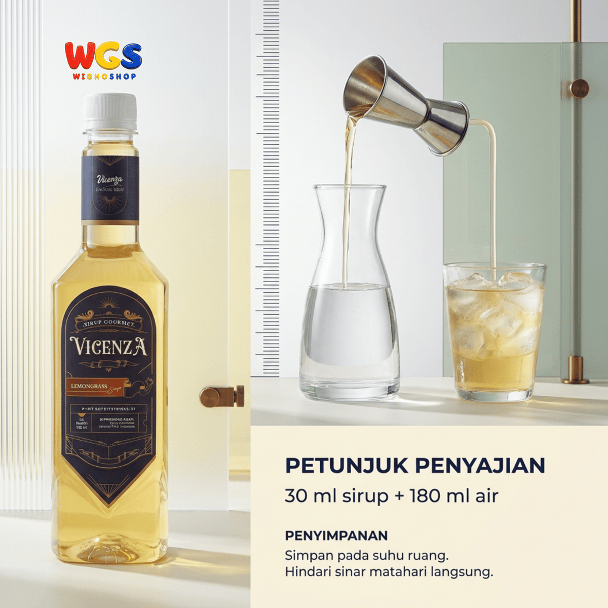 Vicenza Sirup Lemongrass Serai 750ml - Lemongrass Syrup untuk Teh, Soda & Mocktail