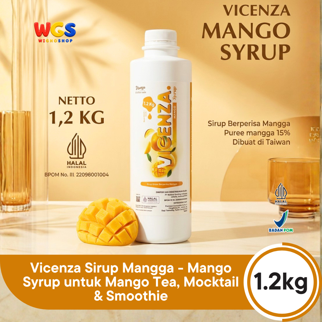 Vicenza Sirup Mangga 1.2kg - Mango Syrup untuk Mango Tea, Mocktail & Smoothie