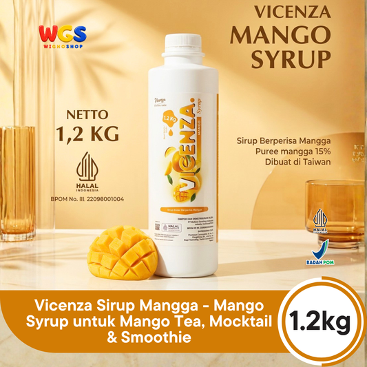Vicenza Sirup Mangga 1.2kg - Mango Syrup untuk Mango Tea, Mocktail & Smoothie