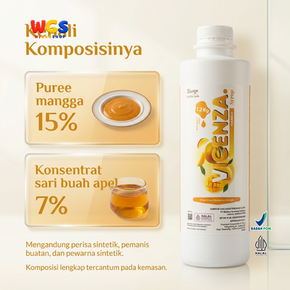 Vicenza Sirup Mangga 1.2kg - Mango Syrup untuk Mango Tea, Mocktail & Smoothie