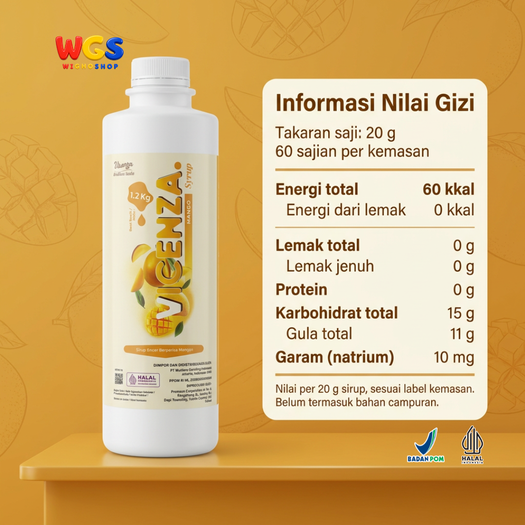 Vicenza Sirup Mangga 1.2kg - Mango Syrup untuk Mango Tea, Mocktail & Smoothie