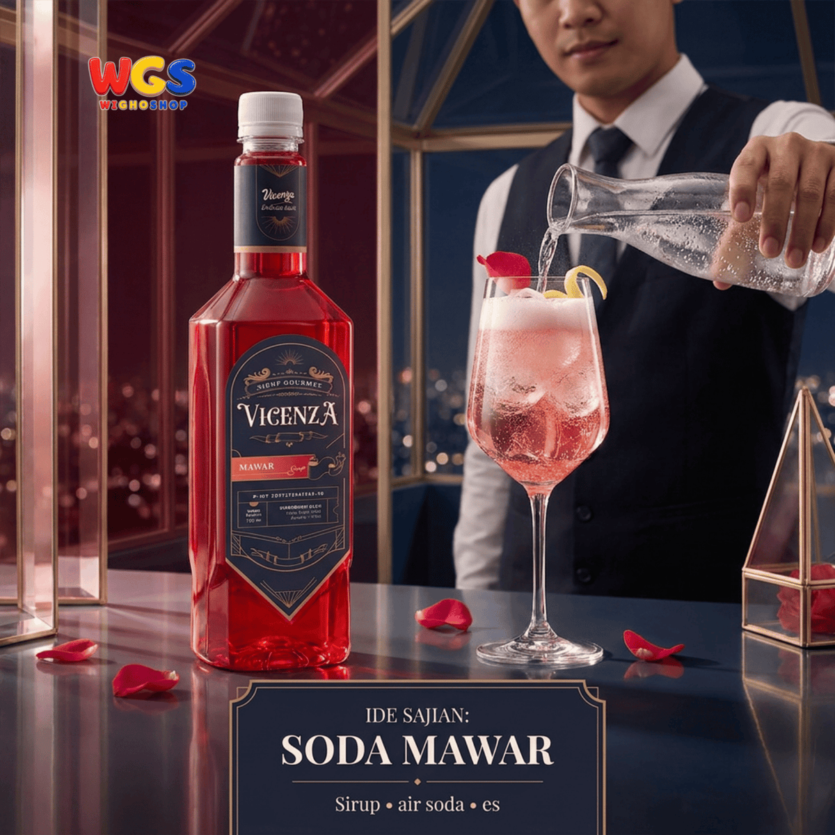 Vicenza Sirup Mawar 750ml - Rose Syrup untuk Es Susu, Es Buah, Teh & Mocktail