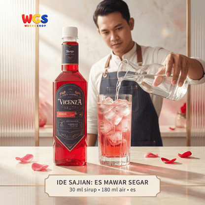 Vicenza Sirup Mawar 750ml - Rose Syrup untuk Es Susu, Es Buah, Teh & Mocktail