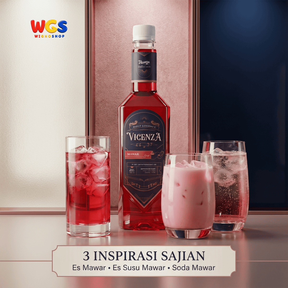Vicenza Sirup Mawar 750ml - Rose Syrup untuk Es Susu, Es Buah, Teh & Mocktail