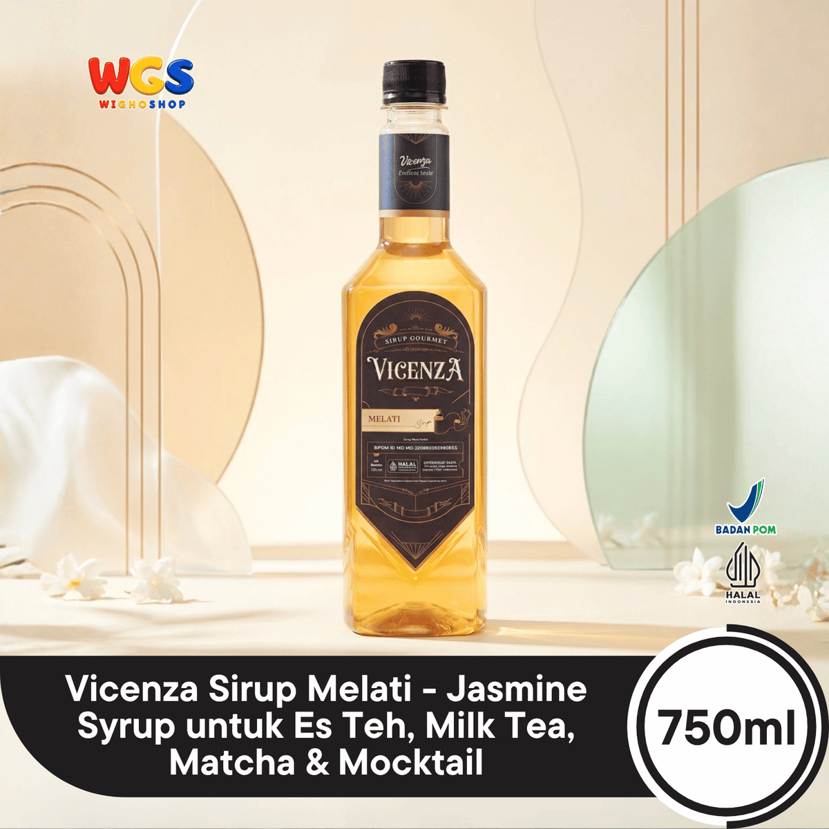 Vicenza Sirup Melati 750ml - Jasmine Syrup untuk Es Teh, Milk Tea, Matcha & Mocktail