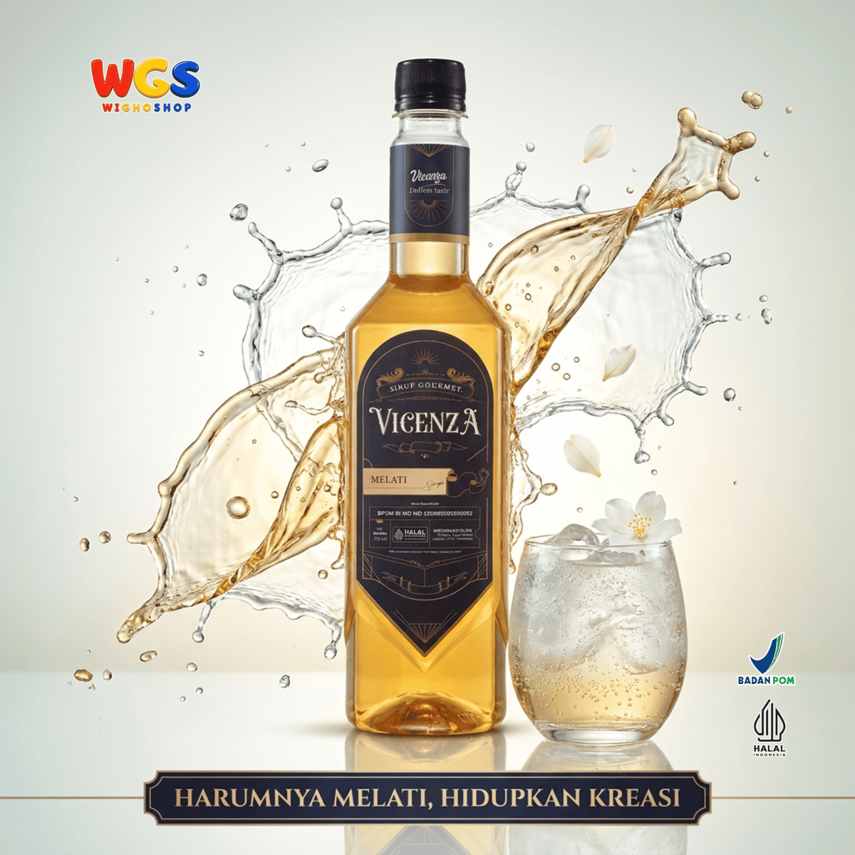 Vicenza Sirup Melati 750ml - Jasmine Syrup untuk Es Teh, Milk Tea, Matcha & Mocktail
