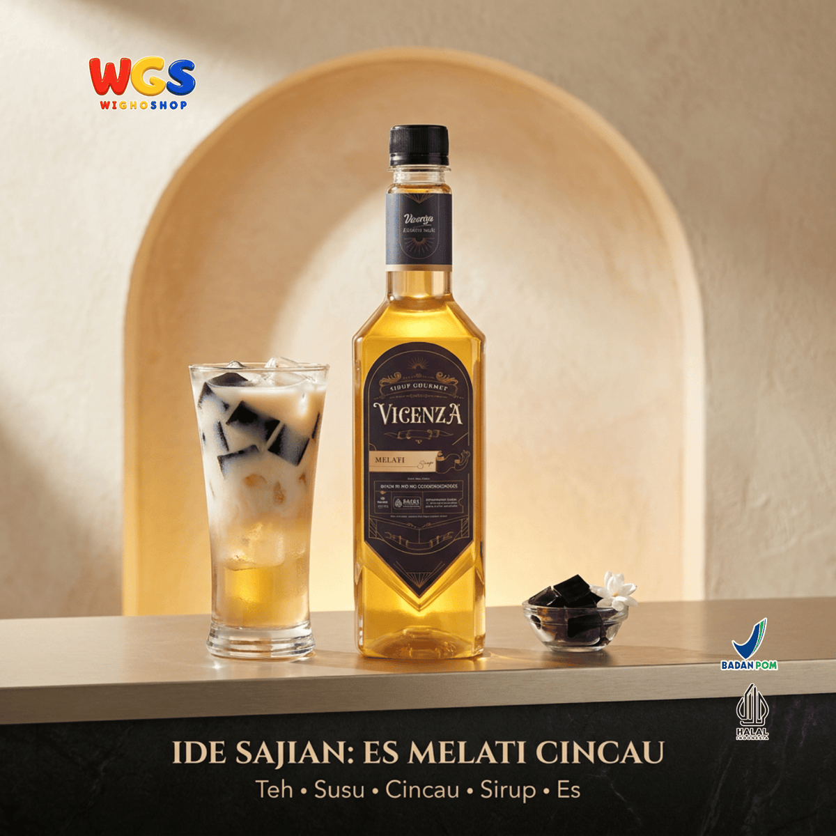 Vicenza Sirup Melati 750ml - Jasmine Syrup untuk Es Teh, Milk Tea, Matcha & Mocktail