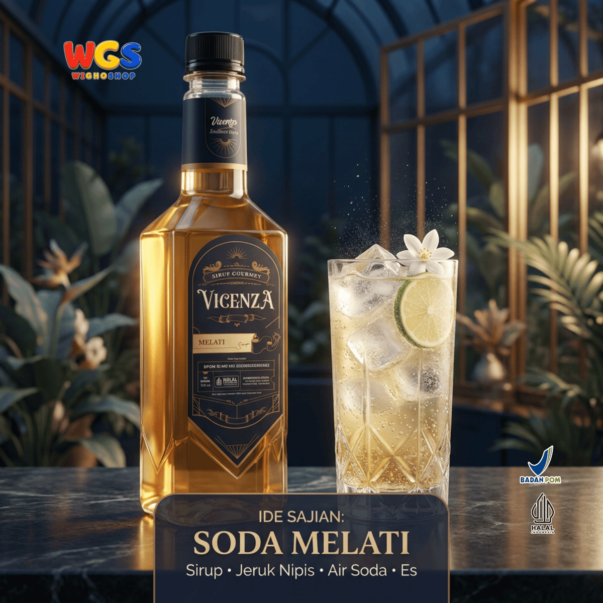 Vicenza Sirup Melati 750ml - Jasmine Syrup untuk Es Teh, Milk Tea, Matcha & Mocktail