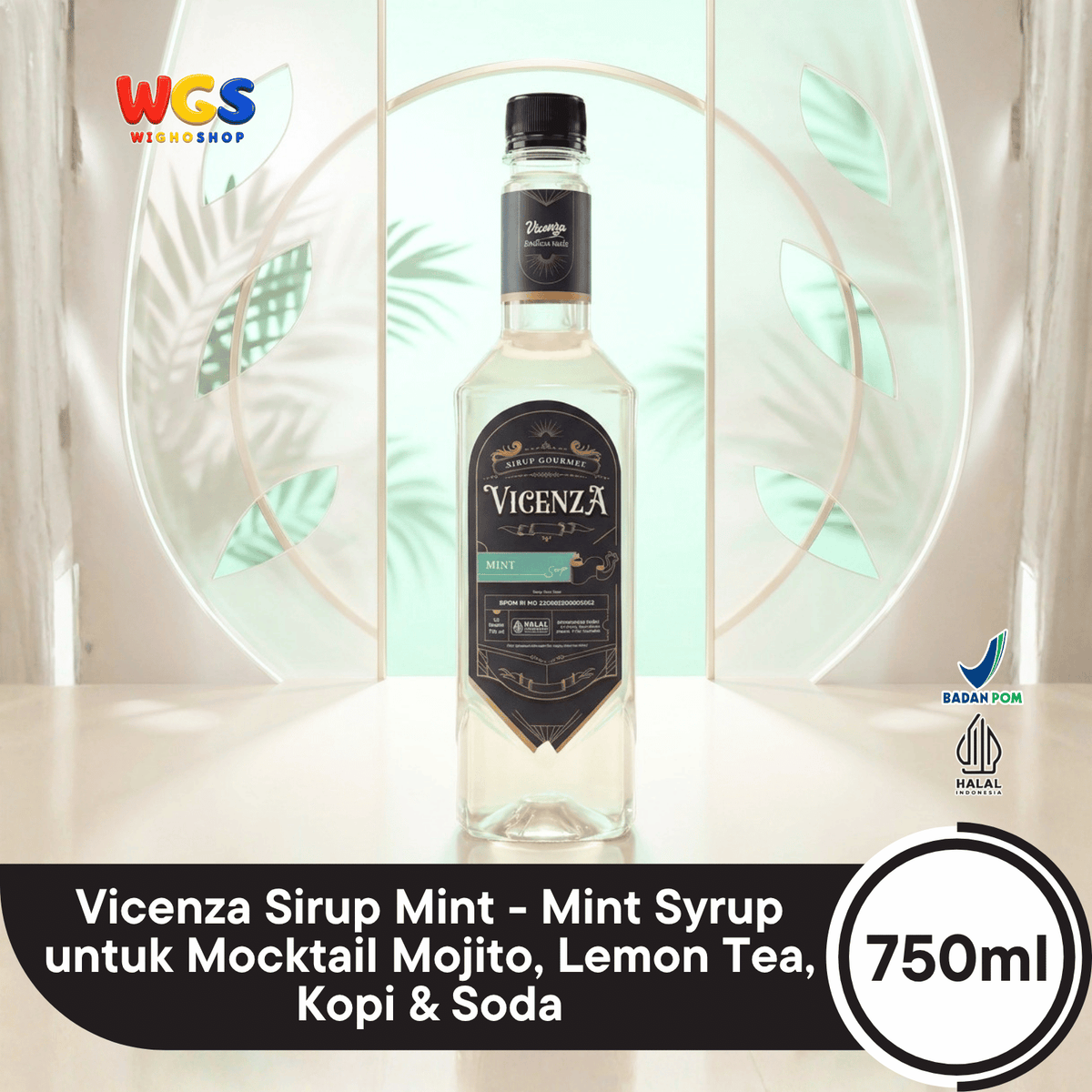 Vicenza Sirup Mint 750ml - Mint Syrup untuk Mocktail Mojito, Lemon Tea, Kopi & Soda