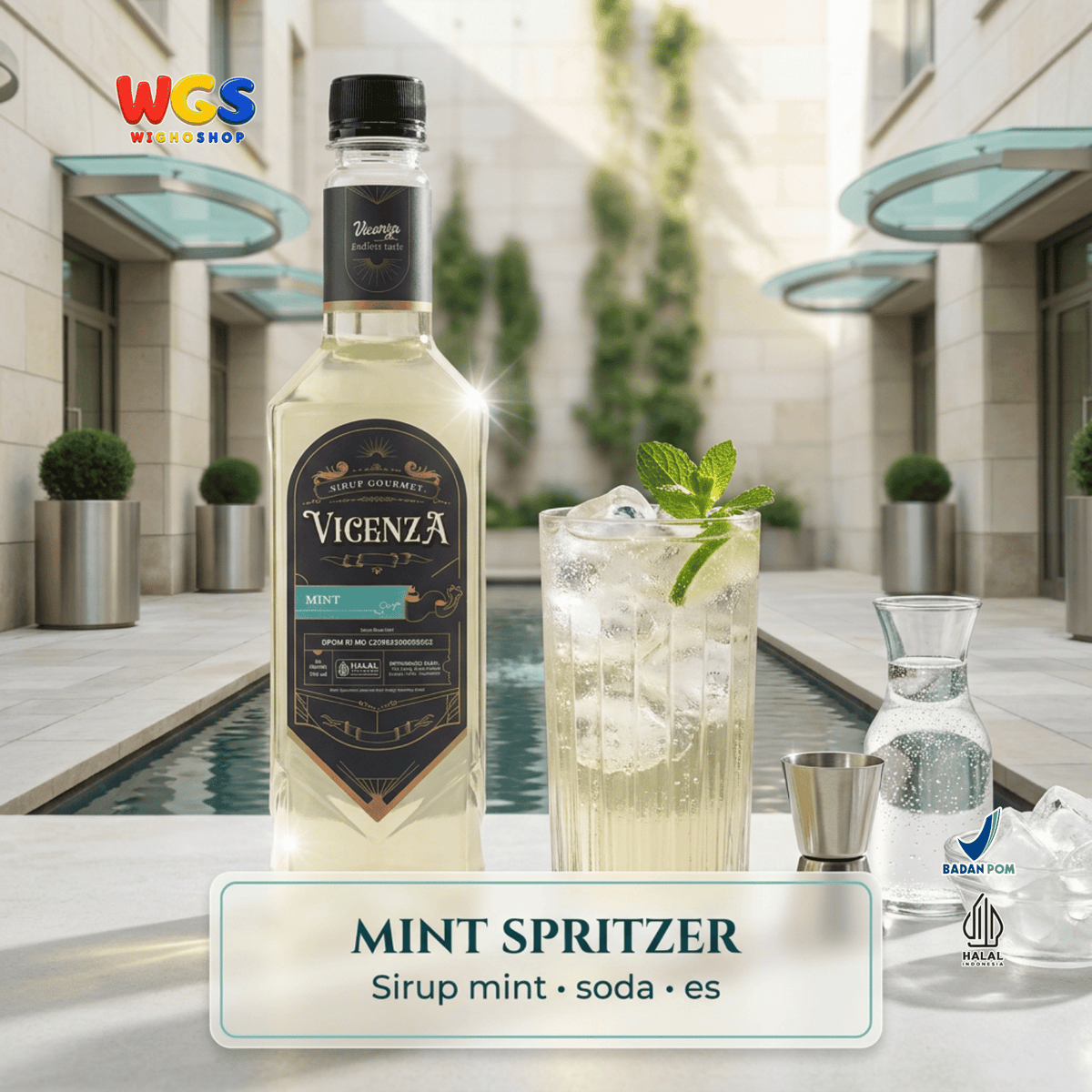Vicenza Sirup Mint 750ml - Mint Syrup untuk Mocktail Mojito, Lemon Tea, Kopi & Soda