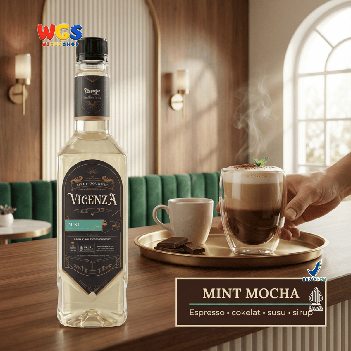 Vicenza Sirup Mint 750ml - Mint Syrup untuk Mocktail Mojito, Lemon Tea, Kopi & Soda