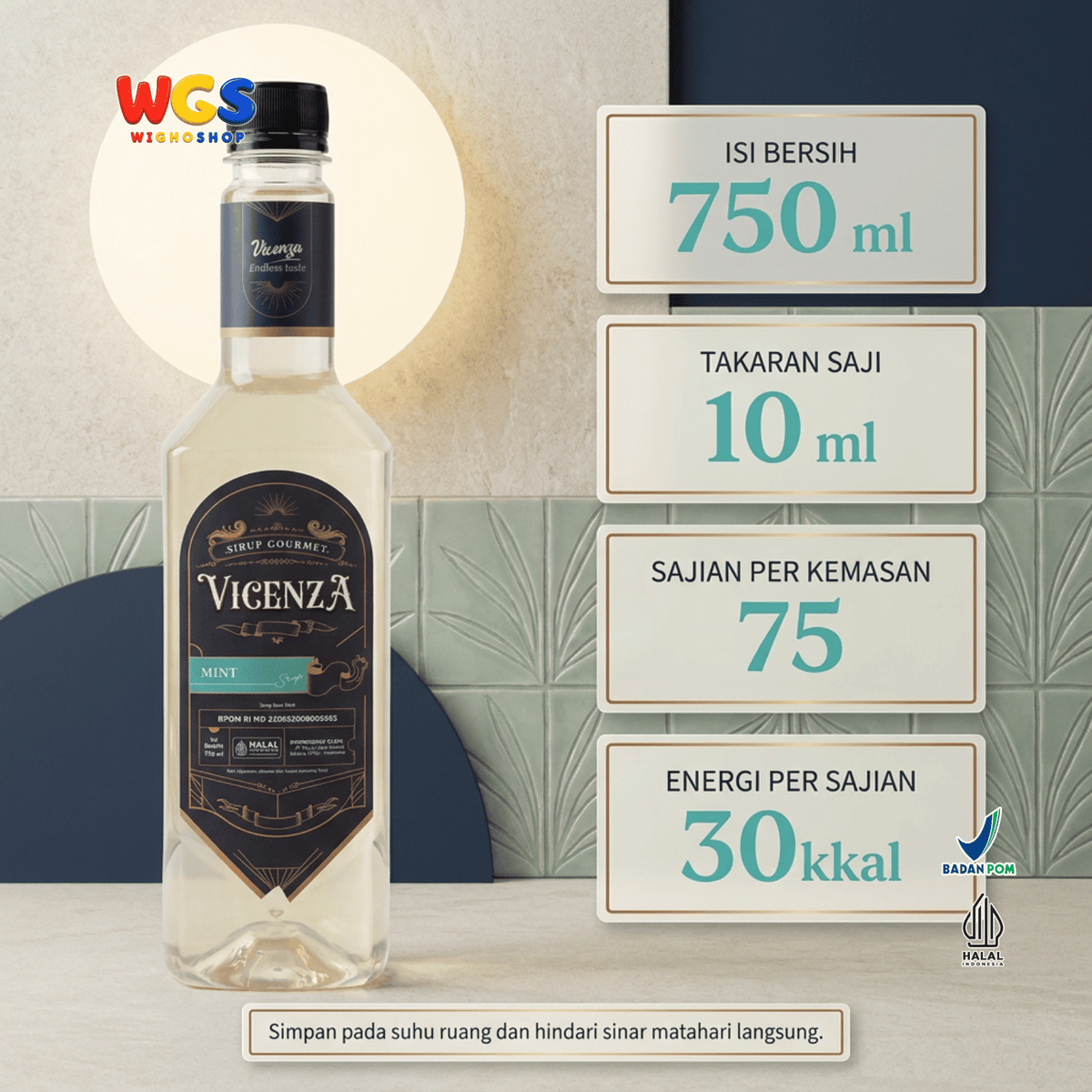Vicenza Sirup Mint 750ml - Mint Syrup untuk Mocktail Mojito, Lemon Tea, Kopi & Soda