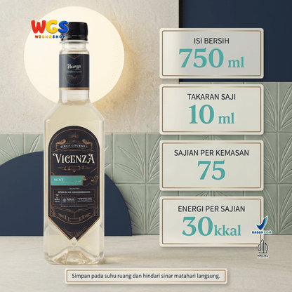 Vicenza Sirup Mint 750ml - Mint Syrup untuk Mocktail Mojito, Lemon Tea, Kopi & Soda