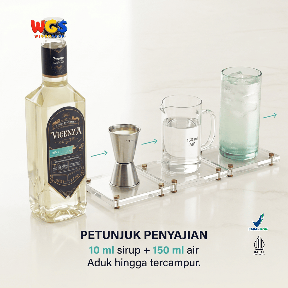 Vicenza Sirup Mint 750ml - Mint Syrup untuk Mocktail Mojito, Lemon Tea, Kopi & Soda