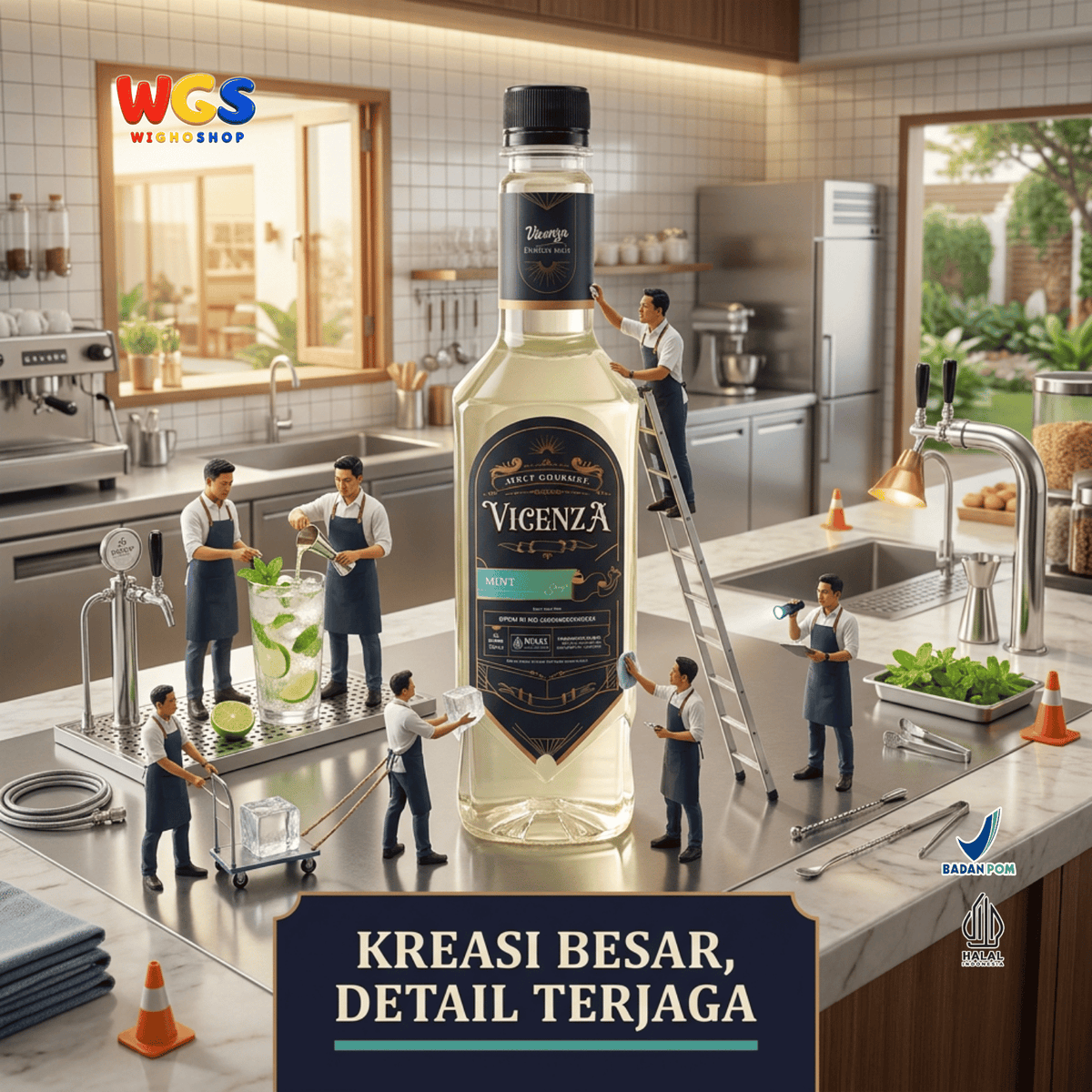 Vicenza Sirup Mint 750ml - Mint Syrup untuk Mocktail Mojito, Lemon Tea, Kopi & Soda