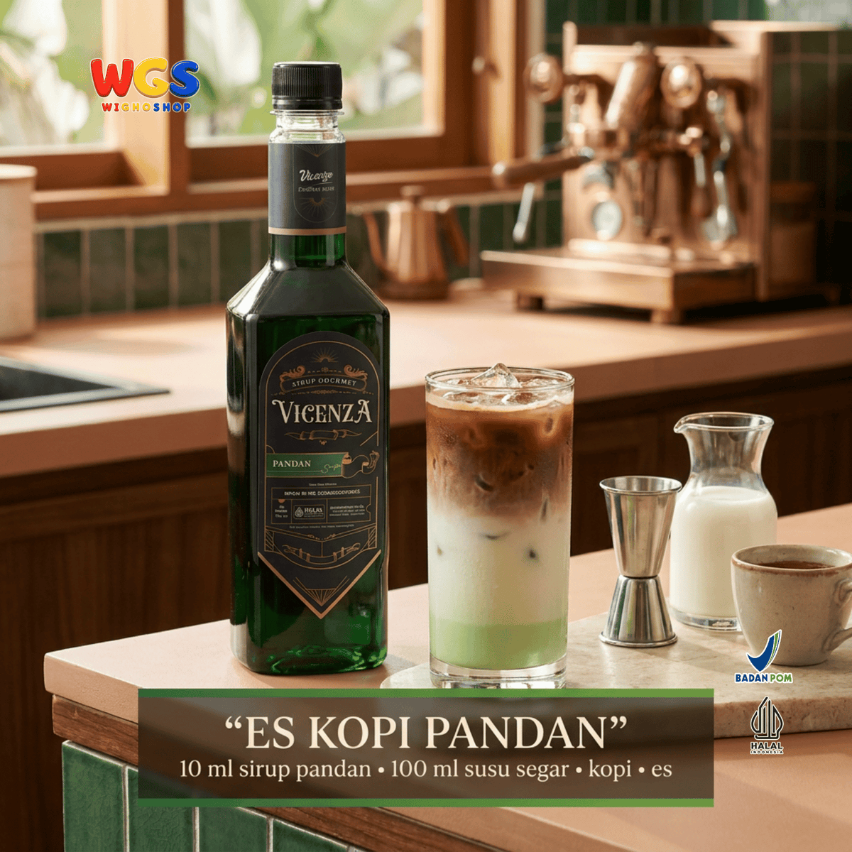 Vicenza Sirup Pandan 750ml - Pandan Syrup untuk Kopi Susu, Latte, Es Kelapa & Dessert