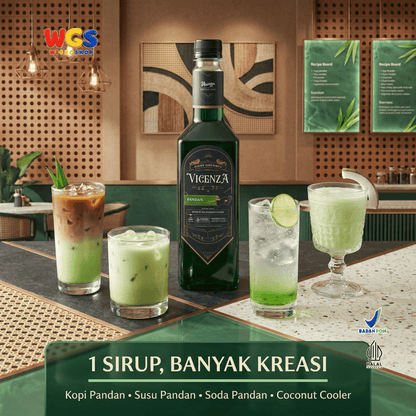 Vicenza Sirup Pandan 750ml - Pandan Syrup untuk Kopi Susu, Latte, Es Kelapa & Dessert