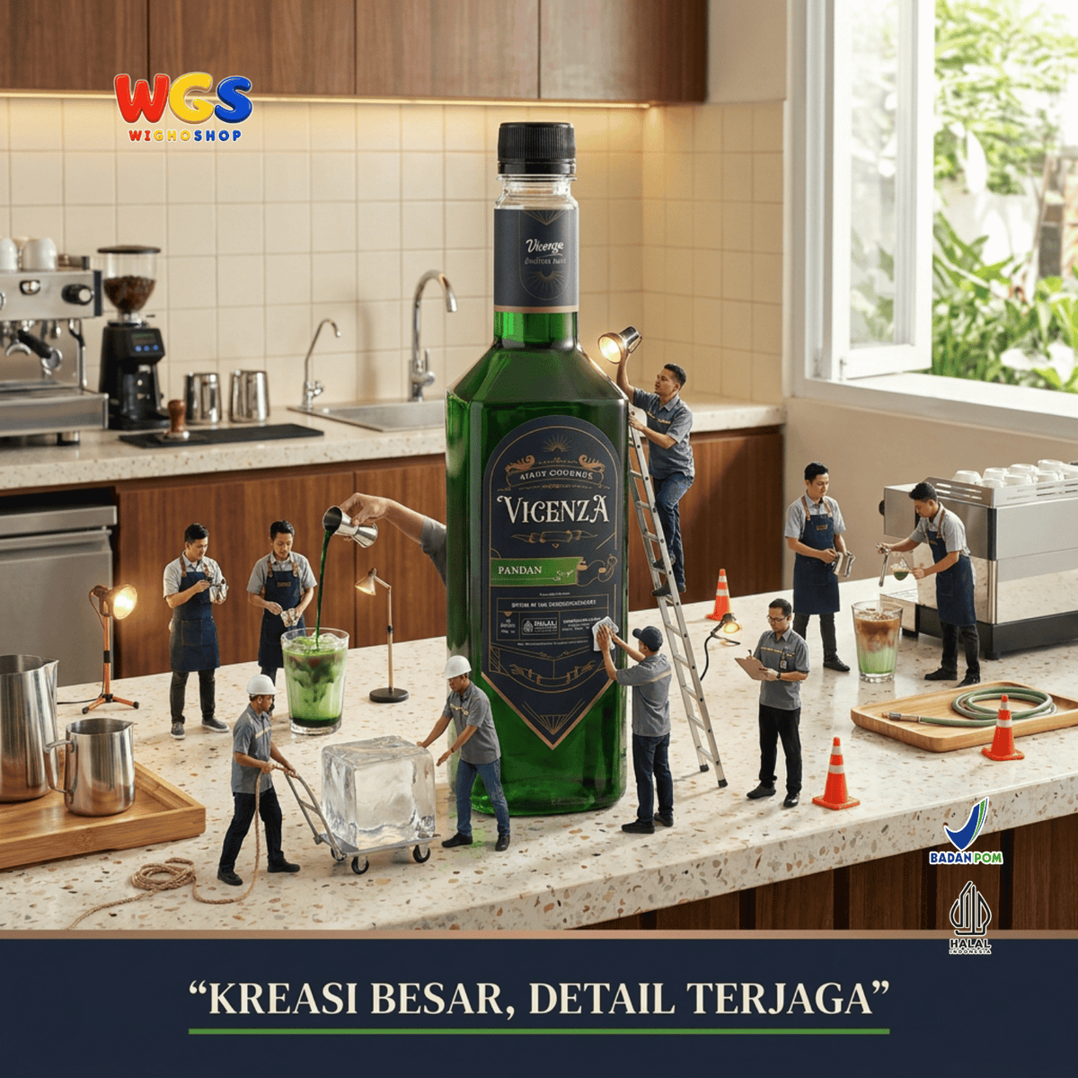 Vicenza Sirup Pandan 750ml - Pandan Syrup untuk Kopi Susu, Latte, Es Kelapa & Dessert