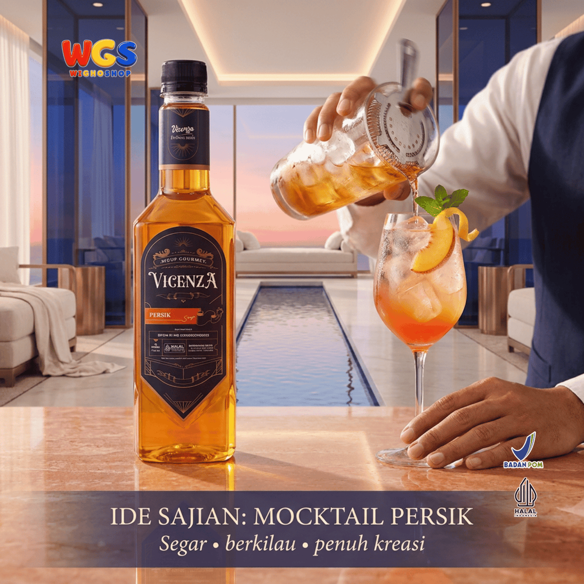 Vicenza Sirup Persik 750ml - Peach Syrup untuk Es Teh, Mocktail, Soda & Dessert
