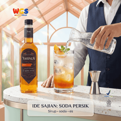 Vicenza Sirup Persik 750ml - Peach Syrup untuk Es Teh, Mocktail, Soda & Dessert
