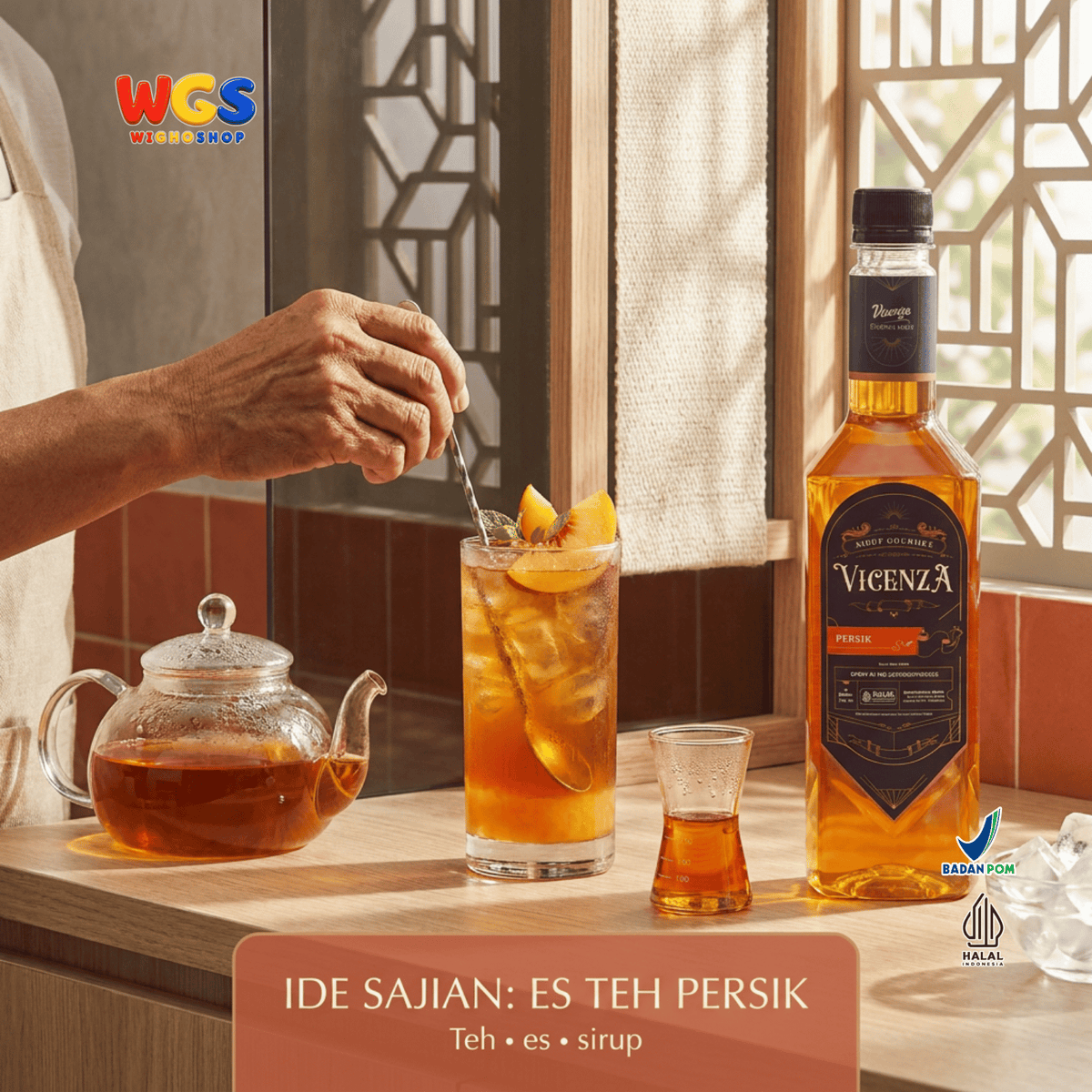 Vicenza Sirup Persik 750ml - Peach Syrup untuk Es Teh, Mocktail, Soda & Dessert