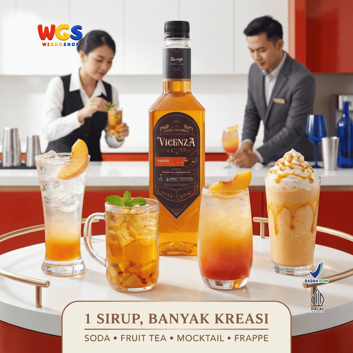 Vicenza Sirup Persik 750ml - Peach Syrup untuk Es Teh, Mocktail, Soda & Dessert