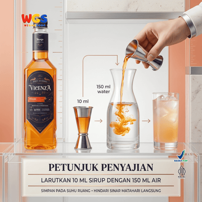 Vicenza Sirup Persik 750ml - Peach Syrup untuk Es Teh, Mocktail, Soda & Dessert