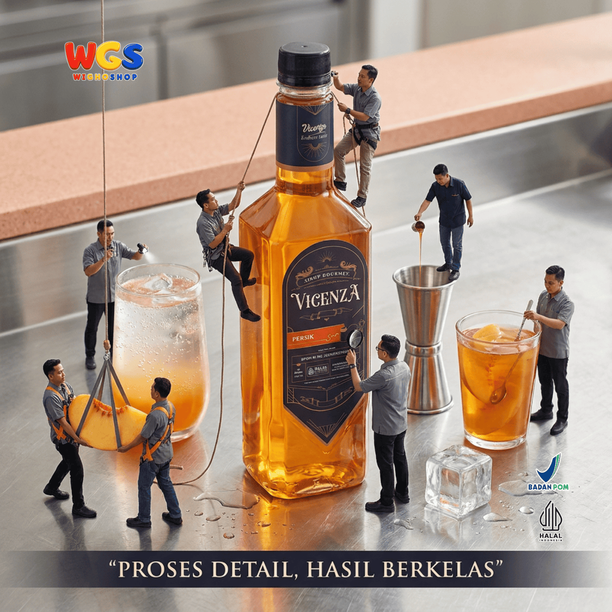 Vicenza Sirup Persik 750ml - Peach Syrup untuk Es Teh, Mocktail, Soda & Dessert