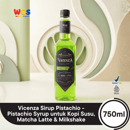 Vicenza Sirup Pistachio 750ml - Pistachio Syrup untuk Kopi Susu, Matcha Latte & Milkshake