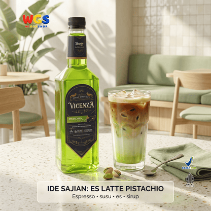 Vicenza Sirup Pistachio 750ml - Pistachio Syrup untuk Kopi Susu, Matcha Latte & Milkshake
