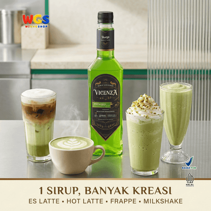Vicenza Sirup Pistachio 750ml - Pistachio Syrup untuk Kopi Susu, Matcha Latte & Milkshake